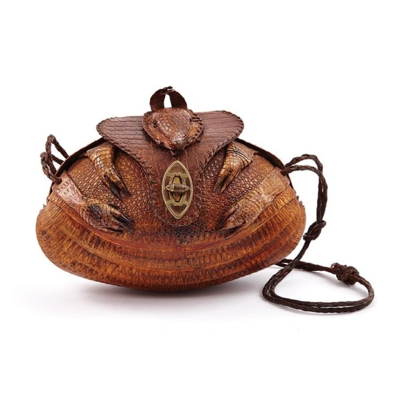 Vintage Handbags - Vintage 1940s 1950s Taxidermy Armadillo Purse Handbag Rare